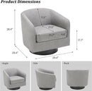 Swivel Barrel Accent Chair, Modern Round Linen Arm Chair for Living Room, Bedroom, Comfy Club Reading Chairs for Adults（Linen Fabric, Light Grey, Set of 4 by CozyNest Decor