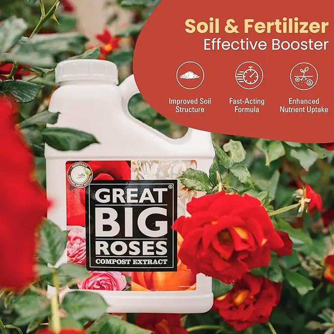 Great Big Roses – Soil and Rose Fertilizer Booster to Grow The Best Roses and Flowers; Rose Food Compost Extract for Rose Bush, 1 Gallon Concentrate (Makes 32 Gallons), photo 2 of 6