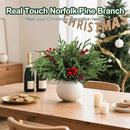 24 Pcs Christmas Norfolk Pine Stems, Realistic DIY Artificial Pine Branches for Christmas Decorations by CozyNest Decor
