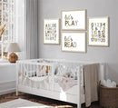 4 Pcs Boho Playroom Canvas Wall Art Nursery Toddler Educational Let's Read Let's Play Painting Pictures Wall Decor Posters Print Artwork for Girl Boy Childs Room Classroom Home Decoration Unframed by CozyNest Decor