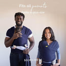 Boba Baby Wrap Carrier – Original Baby Sling Carrier for Newborns (7–35 lbs), Soft, Secure, Hands-Free & Ergonomic, Ideal for Comfortable Bonding, New Parents (Navy Blue) by TinyTreasures Baby Boutique