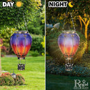 Regal Art & Gift Hot Air Balloon Solar Lantern – Hanging Solar-Powered LED Lights, Waterproof Portable Decorative Outdoor Lamp Made of Metal & Glass for Garden, Patios & Pathway – Purple (Large) by GreenHaven Gardens
