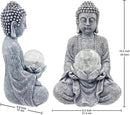 Nacome Meditating Buddha Statue with Solar Light,Zen Solar Garden Buddha with Cracked Glass Ball Sculpture-Indoor/Outdoor Decor for Balcony,Garden,Patio,Porch Yard Art Ornament,Gift by GreenHaven Gardens