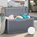JUMMICO 100 Gallon Resin Deck Box, Waterproof Outdoor Storage Box with Lockable Lid for Garden Tools, Patio Cushions (Gray) by CozyNest Decor