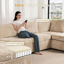 HOOOWOOO Modular Sectional Sofa,7 Pieces Sectional Couches for Living Room,131X66 U Shaped Cloud Couch with Ottoman Chaise Set(Beige Velvet Corduroy) by CozyNest Decor