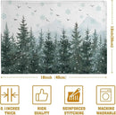 Winter Pine Tree Snowflake Placemats Set of 4 Christmas Snow Green Forest Place Mat 12x18 Inch Seasonal Xmas Holiday Rustic Nature Washable Fabric Table Mats for Farmhouse Kitchen Dining Decoration by CozyNest Decor
