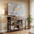 Lulive Entryway Table with Power Outlets, Console Table with 3 Fabric Drawers, Sofa Table for Living Room, Hallway, Couch, Foyer, Height Adjustable (Rustic Brown, 43") by CozyNest Decor