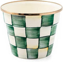 MACKENZIE-CHILDS Enamel Garden Pot, Decorative Pot for Plants, Outdoor Flowerpot Decor, Small, Green-and-White Emerald Check by GreenHaven Gardens