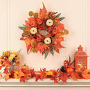 Fall Wreaths for Front Door, DECSPAS 21" Fall Wreath with Maple Leaves Pumpkin Berries, Autumn Decorations for Home, Artificial Harvest Door Wreath Outside, Window, Wall, Fireplace, Thanksgiving Decor by CozyNest Decor