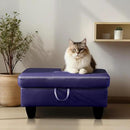 Ottoman Rectangular Storage Ottoman Bench, Faux Leather Footrest, Coffee Table, Stool Footstool with Hinged Lid for Living Room, Bedroom, Entryway, Blue, 28.5"x19"x17.5" by CozyNest Decor