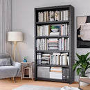 Bookshelf, 5 Shelf Bookcases, Tall Bookcase for Heavy Books, CDs, Movies, Garage Kit, Modern Display Shelf for Library Home Office Bderoom Living Room, Metal Bookshelves Industrial Black by CozyNest Decor
