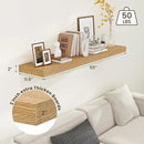 Deep Floating Shelves for Wall - 55 Inch Wide x 12 Inch Deep Wall Shelves Set of 1 - Rustic Oak Color Wood Shelves for Living Room, Bathroom, Laundry Room, Bedroom, Kitchen, Home Office by CozyNest Decor