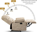 Luxlen Large Manual Recliner Chair,Soft Fabric Push Back Recliner with Overstuffed Armrest and Backrest, Living Room Single Sofa Recliners,Beige by CozyNest Decor