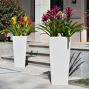 GreenShip 27" Tall Planters, Set of 2 – Black Outdoor Planter for Front Porch & Tall Plants, Weather-Resistant, with Drainage Hole & Rubber Plug (No Plants Included) (White-2pcs) by CozyNest Decor