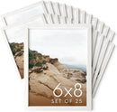 HAUS AND HUES 6x8 White Oak Wooden Picture Frame - Set of 25 6x8 Poster Frame - Premium Oak, Vertical Hang, Shatterproof Plexiglass - Ideal for Home, Room, Office (6x8-inch, White, Set of 25) by CozyNest Decor