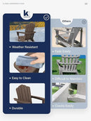 KINGYES HDPE Adirondack Chair, Classic All-Weather Adirondack Chair, Brown by GreenHaven Gardens