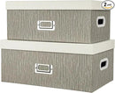 Briful Set of 2 Decorative Storage Boxes with Lids – Gray & White Nesting Organizer Bins, 14'' + 13'' Set Rectangular Fabric Covered Cardboard Boxes for Office, Closet, or Home Decor by CozyNest Decor