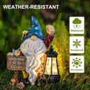 Garden Gnome Statues Figurine Lights - Solar Powered Lighting Outdoor Decorations with Lantern & Welcome Sign, Yard Art Lawn Ornaments for Porch Patio Balcony - Gnome Gifts for Women Mom by GreenHaven Gardens
