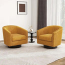 Swivel Barrel Accent Chair, Modern Round Corduroy Fabric Arm Chair for Living Room, Bedroom, Comfy Club Reading Chairs for Adults, Corduroy Orange, Set of 2 by CozyNest Decor