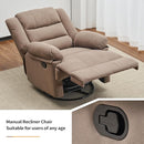 Swivel Rocking Recliner Chair for Adults, Overstuffed Manual Glider Rocker Recliner Chairs, Upholstered Reclining Single Sofa for Living Room Nursery (Mocha) by TinyTreasures Baby Boutique
