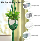 USLAI Macrame Handmade Basket Plant Hanger (2-Pack), for 3-8 Inch Pots, Indoor Outdoor Strong Hanging Planter Flower Pot Holder with Beads and Tassels, Boho Home Decor (POTS NOT Included) (Green) by GreenHaven Gardens