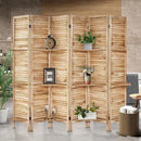 Room Divider with Shelves, Privacy Screen, Room Dividers and Folding Privacy Screens, 6 Panel Wood Temporary Wall Partition Separation Separator, Natural by CozyNest Decor