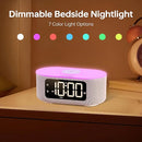 JALL Fabric Alarm Clock for Bedroom, with Big Led Screen Display, Bluetooth Stereo Sound Speaker, FM Radio, Fast Wireless Charging, USB Charging Port, Nightlight, White Noise, Ideal for Gift, Pink by TinyTreasures Baby Boutique