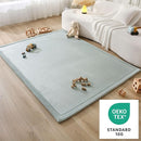 Stylish Coral Velvet Baby Play Mat for Floor 60" x 80" Green – Soft 1" Thick High-Density Memory Foam Nursery Rug,Kids Rug with Non-Slip Backing for Crawling & Playing, Playroom Rug, Kids Carpet by TinyTreasures Baby Boutique