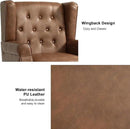 Accent Chair, Upholstered Armchair with Button Tufted High Back & Solid Wood Legs, Comfy Wingback Reading Single Sofa Chair for Small Spaces, Living Room, Bedroom (Leather Brown, Set of 2) by CozyNest Decor