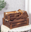 TIMRIS Set of 3 Rustic Wood Nesting Crates, Farmhouse Wooden Storage Container Boxes with Cutout Handles, Decorative Wooden Baskets for Display (Rustic Brown) by CozyNest Decor