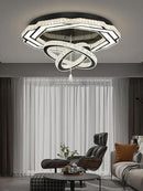 Flashing God Large Crystal Chandelier Dia 48" Black Chandelier Flush Mount Ceiling Light for Bedroom Living Room Dining Room Hallway Dimmable 3 Rings LED Celing Lighting Fixtures by CozyNest Decor