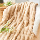 NEWCOSPLAY Faux Fur Throw Blanket Brown Bubble Blanket Thick Warm Soft for Couch Sofa Bed 550GSM (Brown, Throw(50"x60")) by CozyNest Decor
