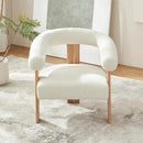 VKNOW Accent Chair Living Room Chair, Modern Upholstered Armchair with Solid Wood Legs, Comfy Barrel Arm Chairs for Living Room Bedroom, Cream by CozyNest Decor