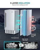 EUHOMY Commercial Under Counter Nugget Ice Maker Machine, 70Lbs/Day, Bulit-in Freestanding Ice Maker with Double Ice Baskets, Self-Cleaning & 24H Timer Ice Machine, for Commercial & Home Use(Silver) by CozyNest Decor