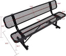 6 FT Heavy Duty Park Bench, Outdoor Metal Black Bench with Back-Commercial Steel Benches for Outside, 2-4 Person Seat-Garden Benches with Portable Frame for Outdoors by GreenHaven Gardens