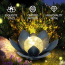 Huaxu Solar Lights Outdoor Garden Decor Crackle Glass Globe Lotus Flower Gray Metal Waterproof Light for Patio, Lawn, Walkway, Tabletop, Ground,Christmas Gifts for Mom,Women by GreenHaven Gardens