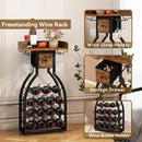 IBUYKE Wine Rack Freestanding Floor,Wine Storage 15 Bottles Bottle Rack with Glass Holders, Mini Bar Wine Cabinet with Storage Drawer for Home Bar Kitchen Dining Room,Rustic Brown,UTMJ908H by CozyNest Decor