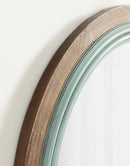Kate and Laurel Palmer Rustic Farmhouse Round Wooden Mirror, 26 Inch Diameter, Blue and Rustic Brown, Modern Circle Decorative Wall Mirror with Paint Distressing by CozyNest Decor
