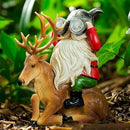 Garden Gnome Statues Resin Gnome Sitting On Deer Statues Solar Lights Outdoor Telescope Gnome Gifts for Yard, Patio Decor Gift (Deer Gnome) by CozyNest Decor