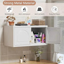 Wall Cabinet with Doors, Small Hanging Cabinet for Kitchen Pantry, Metal Overhead Cabinets for Dining, Living Room, Bathroom, 16" D x 32" W x 15" H, White, Assembly Required by CozyNest Decor