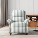 UIXE Pushback Recliner Chair, Fabric Armchair Push Back Accent Chair for Living Room, Rivet Trim Club Arm Chair Overstuffed Home Theater Single Sofa Bedroom Reading Seat with Footrest - Stripe Blue by CozyNest Decor
