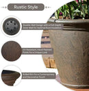 Sunnydaze 24-Inch Anjelica Large Plastic Pot for Plants - Outdoor Polyresin Round Planter with Drillable Drainage Holes - Rust - 2pk by CozyNest Decor