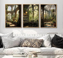 3pcs William Morris Green Plants Canvas Wall Art Medieval Castle Posters Prints Gothictalian Landscape Painting Pictures Paintings Wall Decor for Living Room Bathroom Bedroom Decoration Unframed by CozyNest Decor