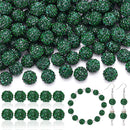 105pcs 10mm Rhinestone Beads for Jewelry Making, Dark Green Shiny Round Disco Ball Beads Bulk, Sparkle Crystal Clay Christmas for Bracelet Baseball Necklace Earring Crafting and DIY by TinyTreasures Baby Boutique