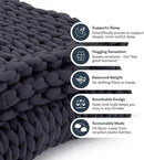 Nuzzie Chunky Knit Blanket - Breathable, Cooling, Hand Made Knit Throw Blanket for Sleep - Machine Washable, Stylish Decor Design (Charcoal, Full | 16lbs | 48"x72") by CozyNest Decor