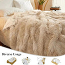 XeGe Tie Dye Plush Faux Fur Throw Blanket,Cream Soft 50x60 Shaggy Furry Blanket Throw, Fluffy Microfiber Velvet Couch Blanket, Comfy Ombre Fuzzy Lap Blanket for Bedroom Living Room Car Tie Dye Cream by CozyNest Decor