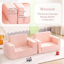 Welnow 2-in-1 Kids Sofa Chair, Glow in The Dark Convertible Toddler Chair Flip Out Children Sofa Chair Folding Kids Play Sofa with Side Pockets & Removable Cover Armrest Chair for Girl or Boy by CozyNest Decor