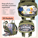 Dikaslon Diaper Bag Backpack with Portable Changing Pad, Pacifier Case and Stroller Straps, Large Unisex Baby Bags for Boys Girls, Multipurpose Travel Back Pack Moms Dads, Green by TinyTreasures Baby Boutique