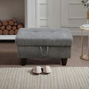Ottoman Rectangular Storage Ottoman Bench, Flannel Footrest Stool Footstool with Lid for Living Room, Bedroom, Entryway, Dark Gray, 28.5"x19"x17.5" by CozyNest Decor