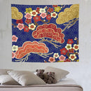 HZOHNAGO Japanese Tapestry Art Abstract Colorful Cherry Blossom Blue Background Pattern Printed Wall Tapestry Painting Wall Hanging for Bedroom Living Room Dorm 60" W x 50" H by CozyNest Decor